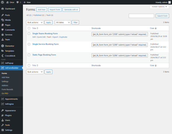 appointment booking forms in jetformbuilder