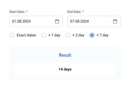 custom duration calculator form template