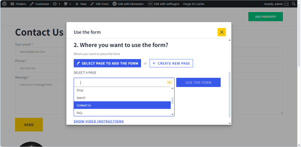 the where you want to use the form block