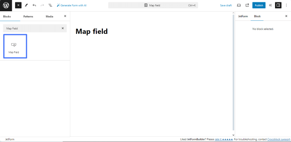 adding the map field block