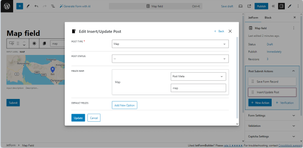 aadding the map field data to cpt