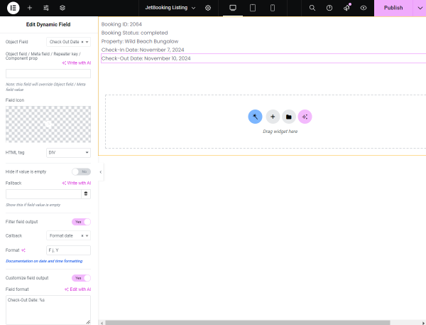 check out dynamic field settings