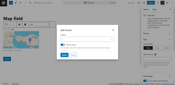 dynamic data as a source for map data