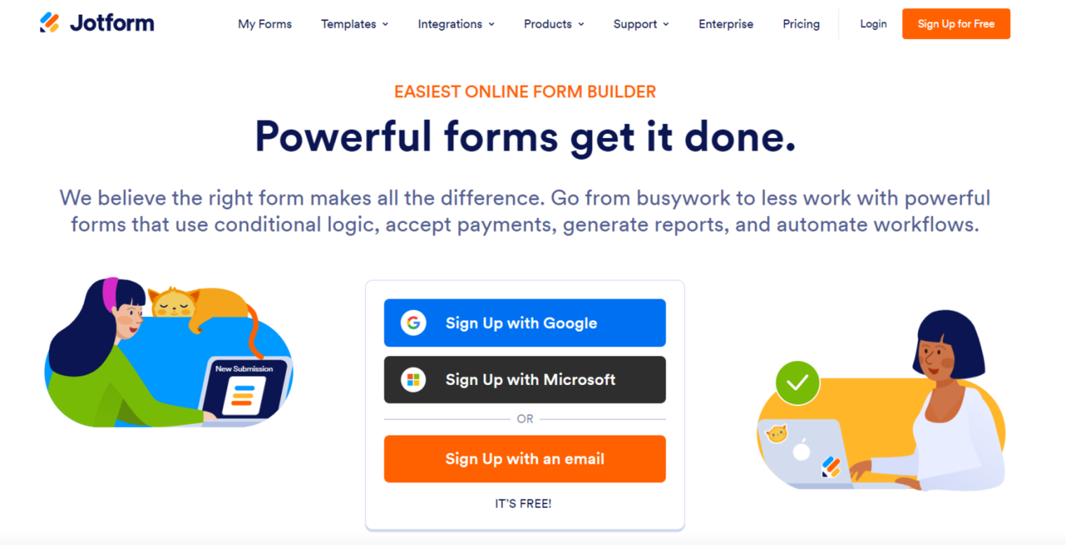 jotform main page