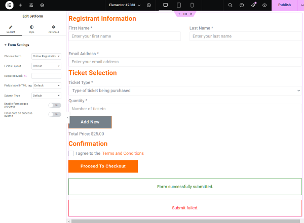 jetform in elementor