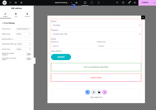 jetform widget in jetpopup