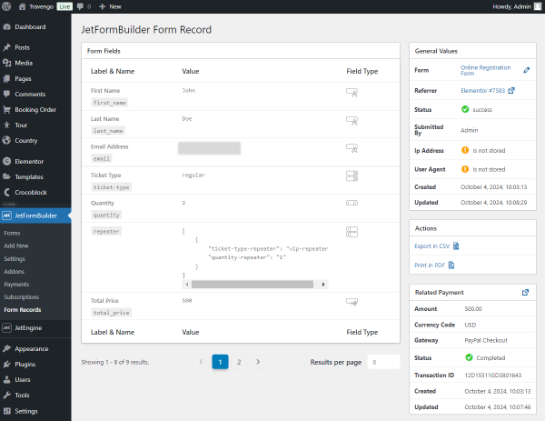 jetformbuilder form record page