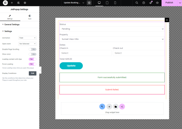 jetpopup settings