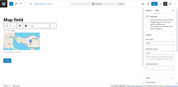 map field block general settings