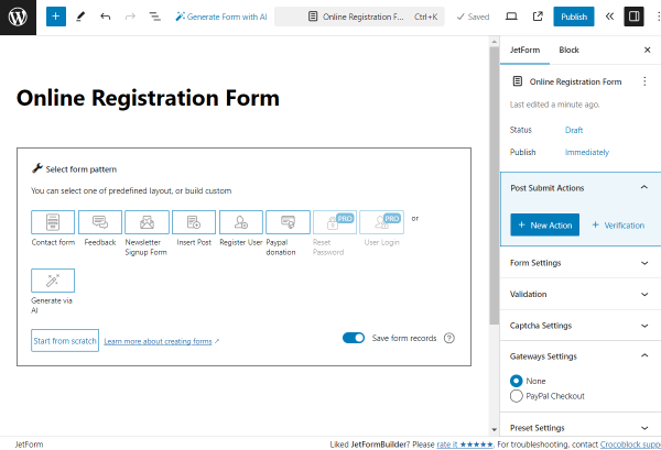 online registration form editor