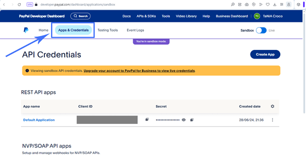 paypal developer dashboard