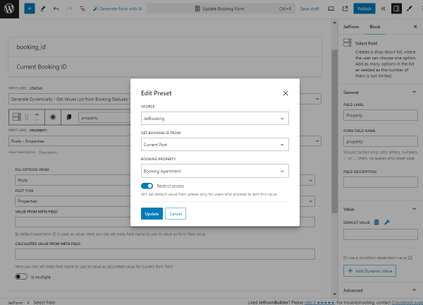 property select field preset