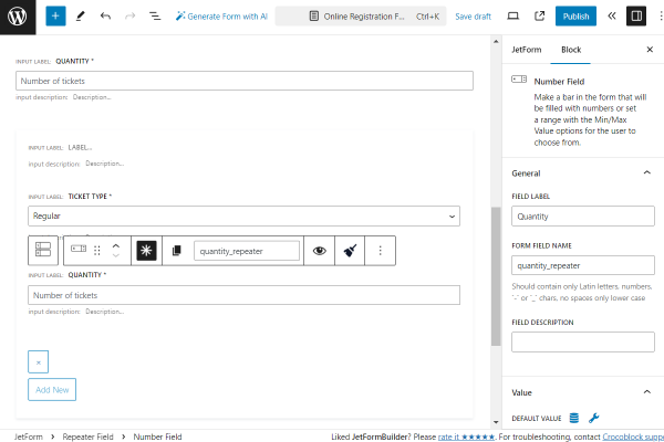 quantity repeater field form field name changed