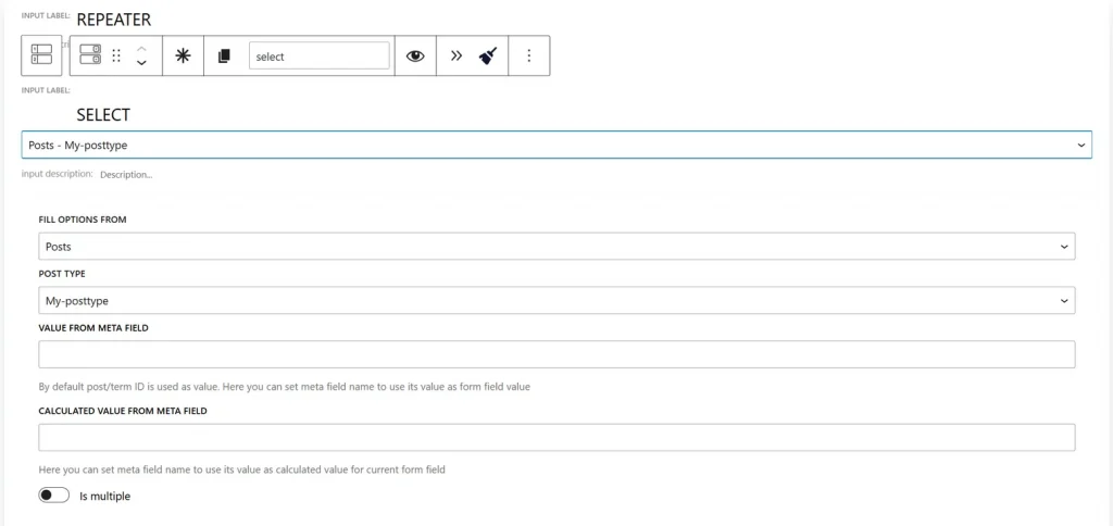 select form field dynamic