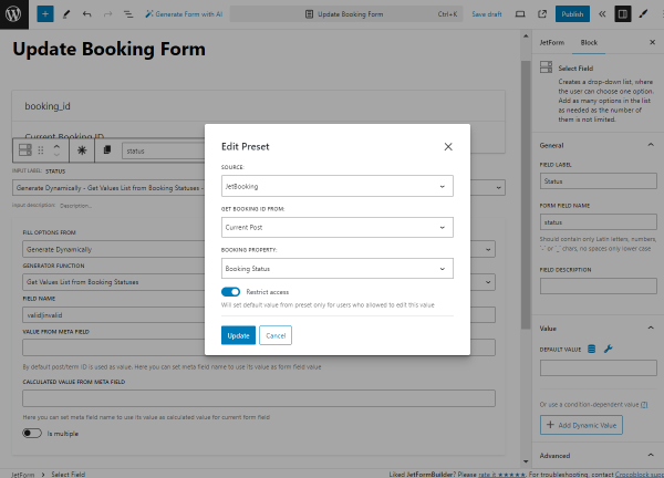 select field preset