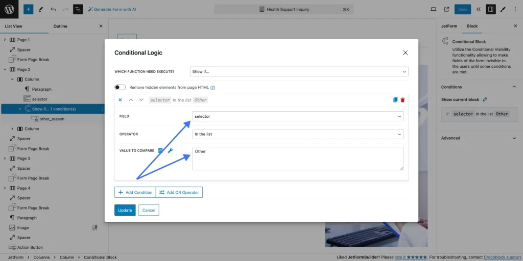 conditional field logic