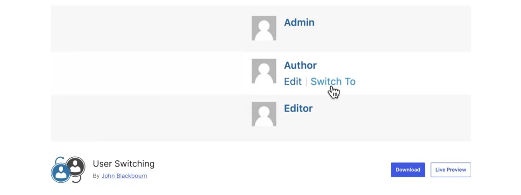 user switching plugin on wordpress.org