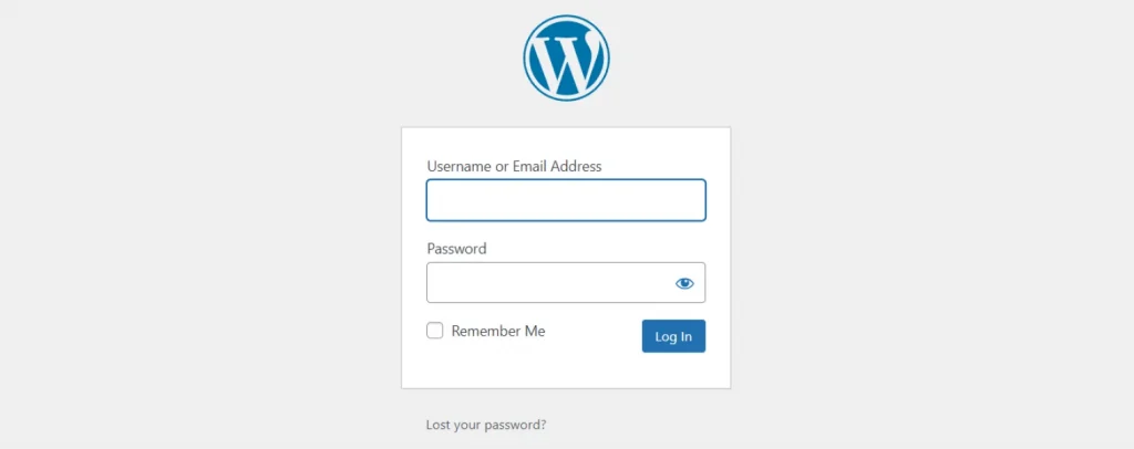 WordPress default login form