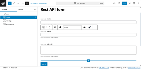 a developed form on an auxiliary site