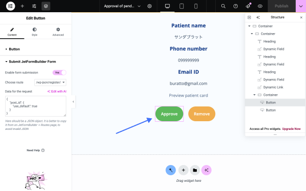 adding sample request value to the button