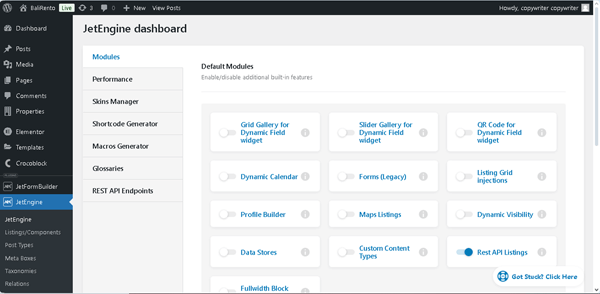 jetengine dashboard tab