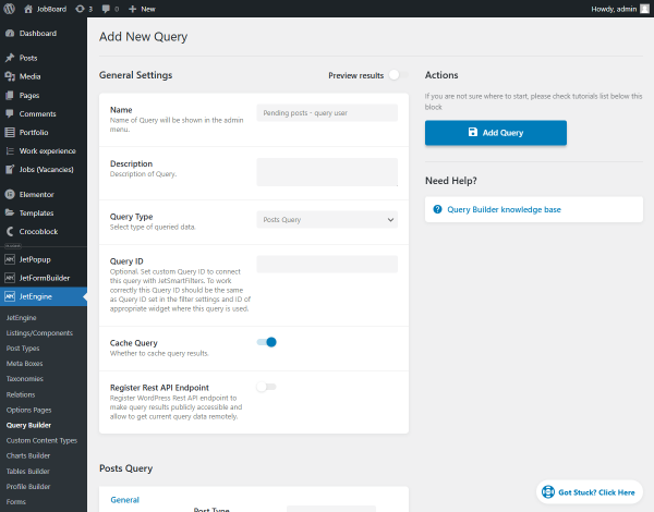 jetengine posts type custom query creation