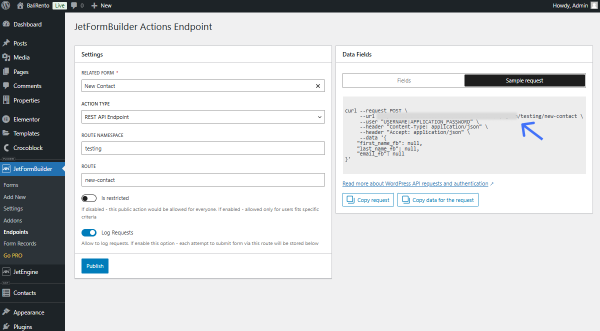 jetformbuilder actions endpoint sample request