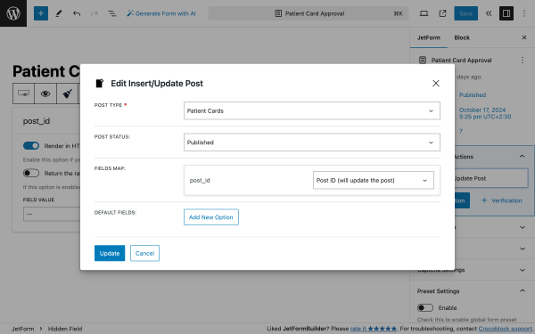 editing pot submit action