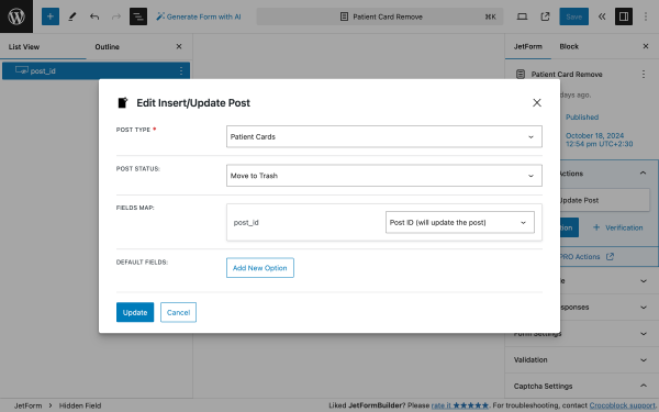 editing insert/update post action