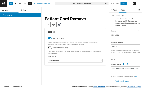 creating a form in jetformbuilder