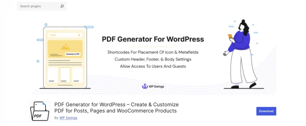 pdf generator plugin on wordpress.org