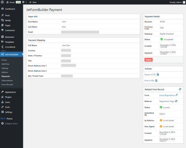 the first form payment