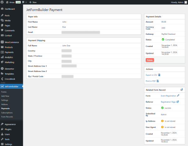 the second form payment