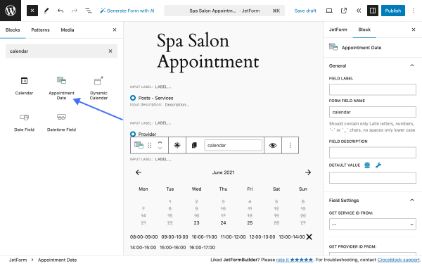 adding appointment date block