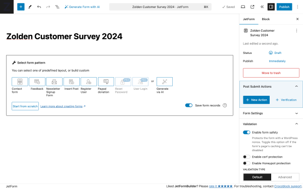 creating a form in jetformbuilder