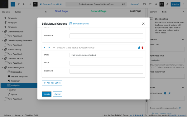 edit manual options pop-up