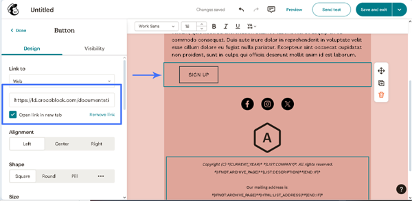 adding the link to the form to the mailchimp e-mail