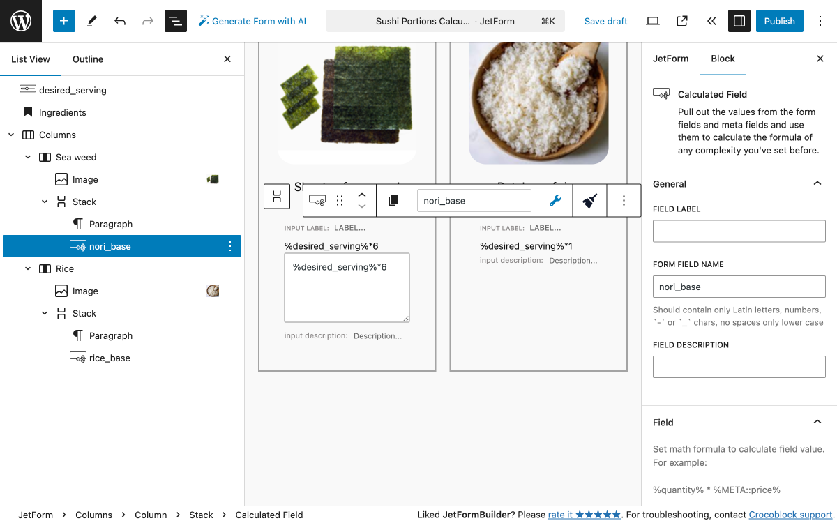 How to Create a Recipe Portion Calculator — JetFormBuilder | Crocoblock