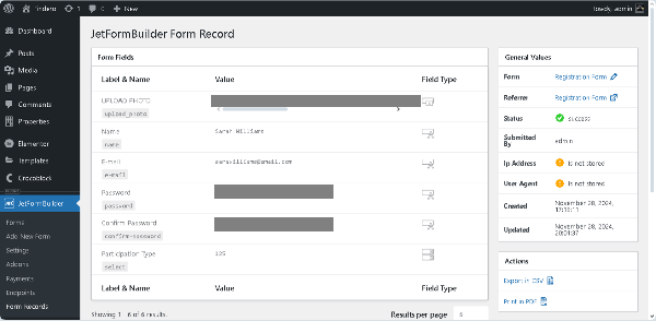 jetformbuilder record unrolled