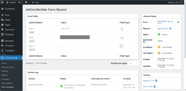 the jetformbuilder record unrolled