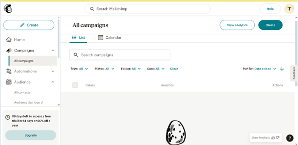 the mailchimp all contacts page