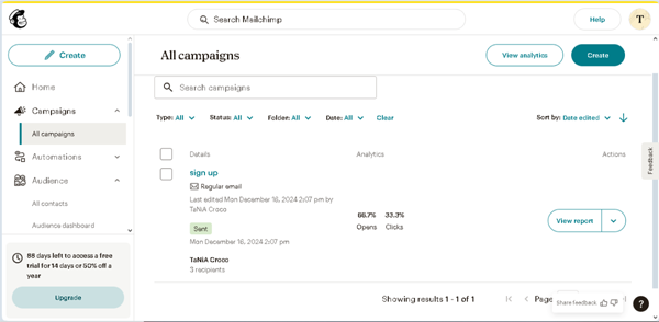 the mailchimp campaign statistics