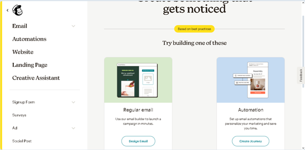 regular email mailchimp campaign creation