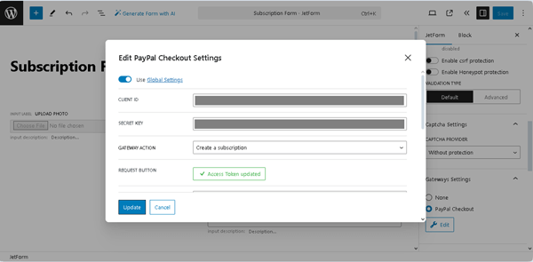 edit paypal checkout settings updated