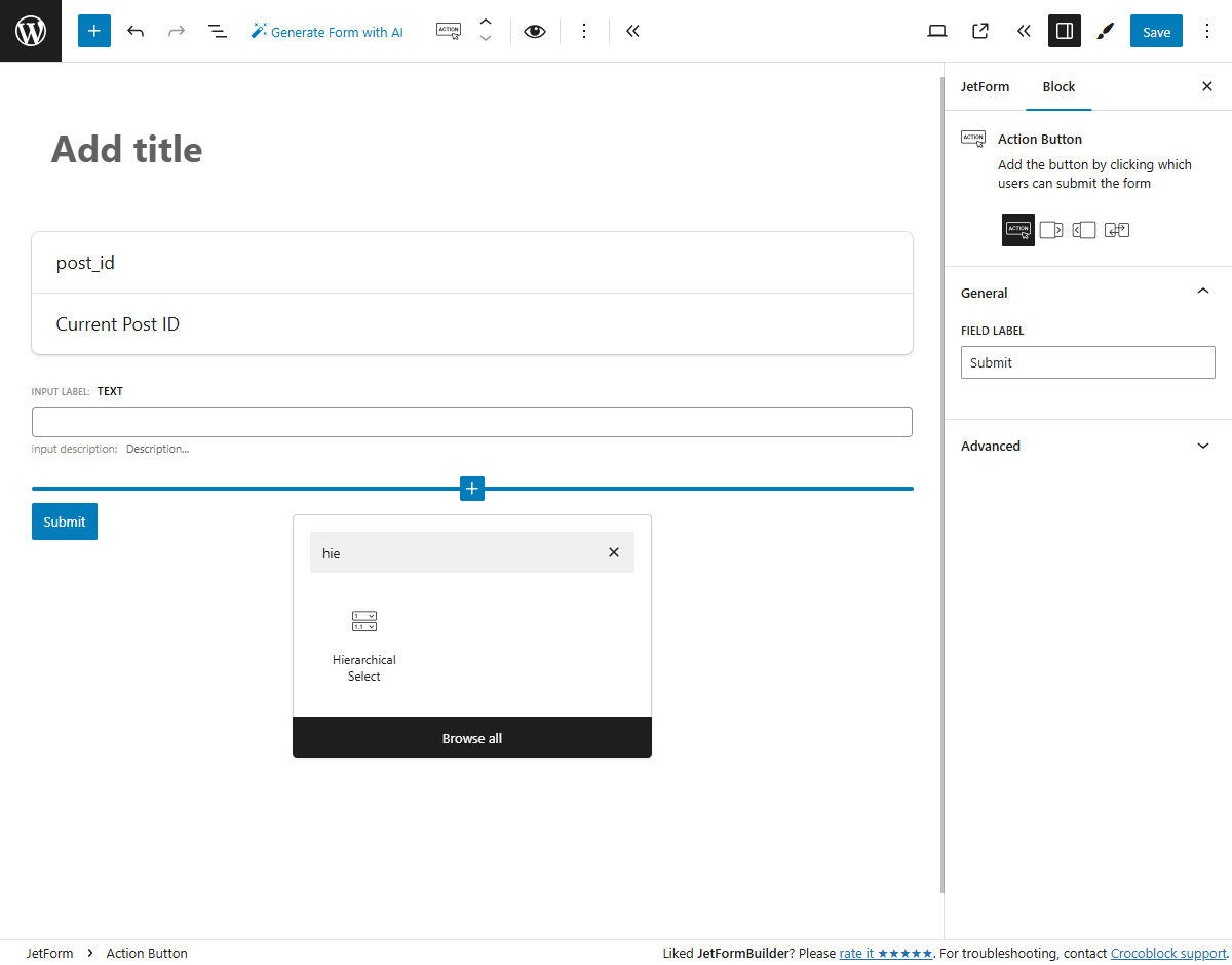 jetformbuilder hierarchical select block