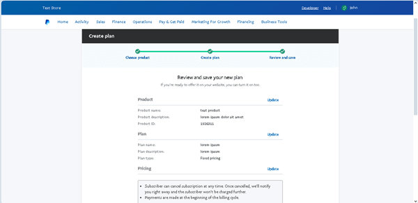 review and save your new plan page