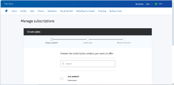 the create plan stage of the manage subscription tab