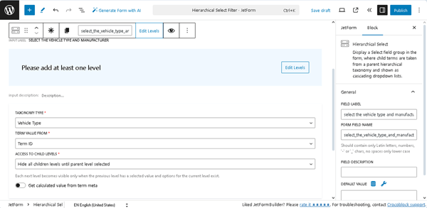 hierarchical select form field inserted