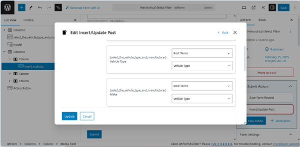 setting taxonomy options to cpt posts