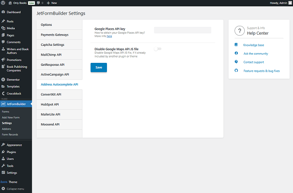 address autocomplete api tab